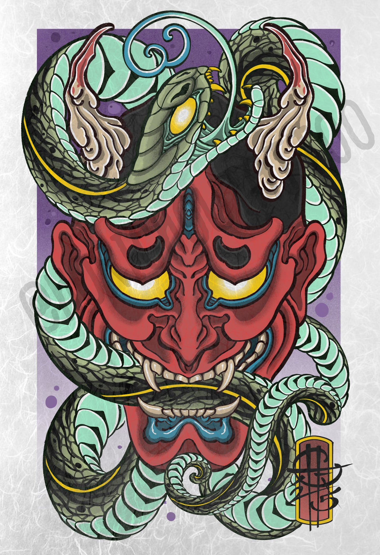 Limited edition XL Snake and Hannya print