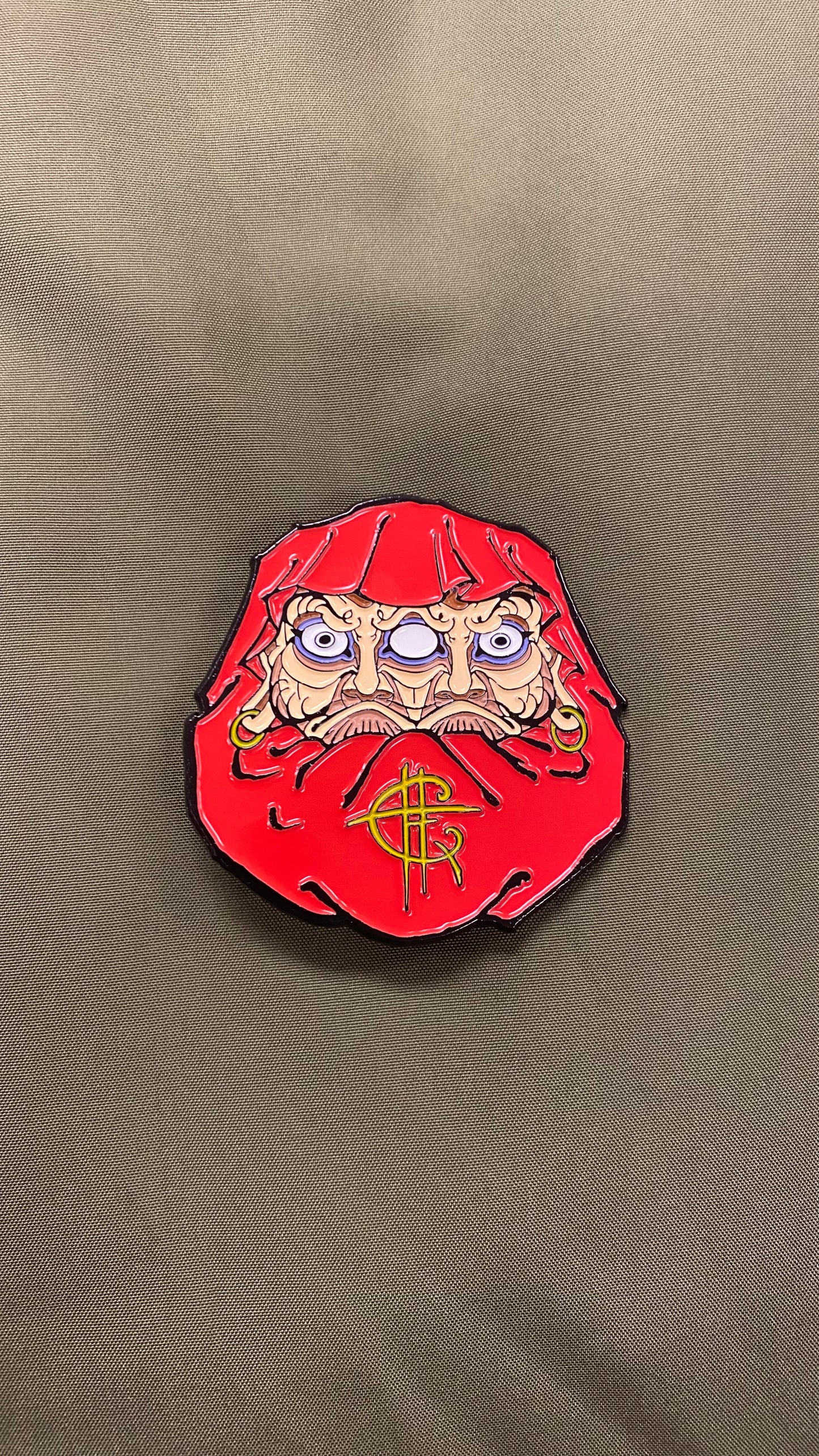 Double daruma enamel pin