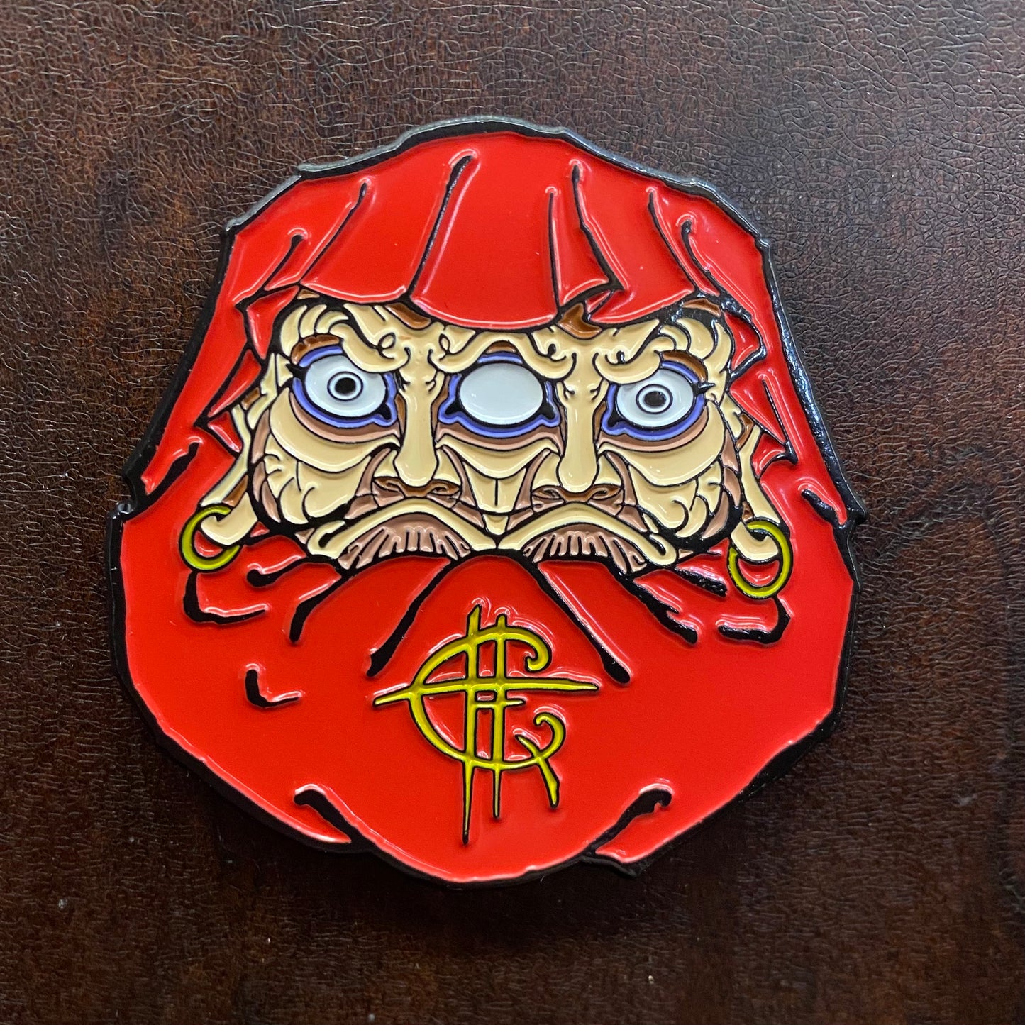 Double daruma enamel pin